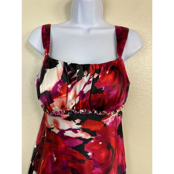 Y2K Babydoll Satin Sleeveless Top size Medium Empire Waist Chain Detail Iz Byer - Picture 11 of 16